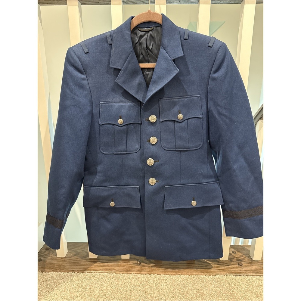 USAF Wool Dress Coat Men's 38S‎ Navy Blue United States Air Force 1972 Vintage